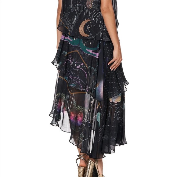 Camilla Asymmetrical Neck Tie Midnight Moon Dress - Picture 6 of 16